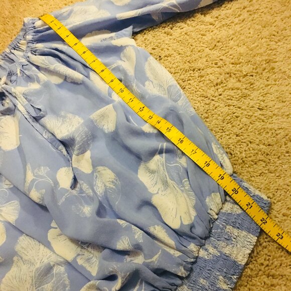 Silverwood Qualicum Beach Ruched Sky Blue Boho Top - Picture 14 of 15